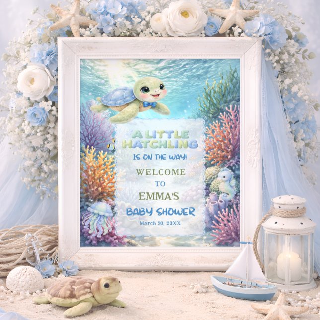 Poster Bem-vindo ao Chá de Bebê da Tartaruga Marinha Pequ (Criador carregado)