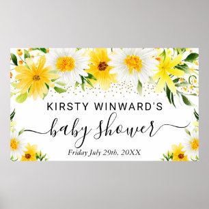 Poster Bem-vindo ao Chá de Bebê das Margaridas e Flores A