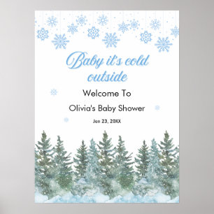 Poster Bem-vindo ao Chá de Bebê de Inverno Baby It's Cold