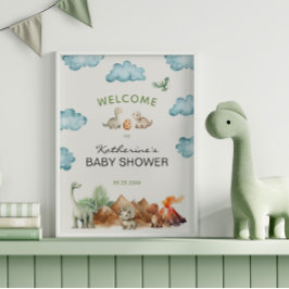 Poster Bem-vindo ao Chá de Bebê: Dinossauro Nasce Em Brev