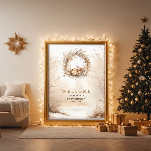 Poster Bem-vindo ao Chá de Bebê do Cervo Selvagem Animais