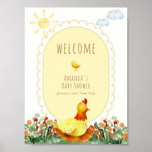 Poster Bem-vindo ao Chá de Bebê do Jardim de Ginga Amarel
