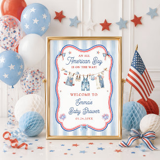 Poster Bem-vindo ao Chá de Bebê do Menino Americano
