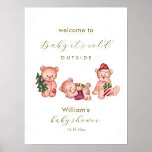 Poster Bem-vindo ao Chá de Bebê do Urso Frio de Inverno
