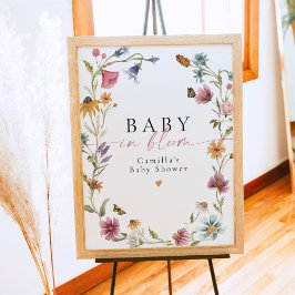 Poster Bem-vindo ao Chá de Bebê Flor Silvestre Baby In Bl