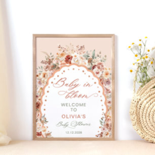Poster Bem-vindo ao Chá de Bebê Floral Boho Baby in Bloom