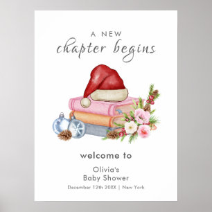 Poster Bem-vindo ao Chá de Bebê Floral de Inverno Novo Ca