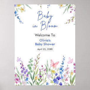 Poster Bem-vindo ao Chá de Bebê Floral Spring Baby in Blo