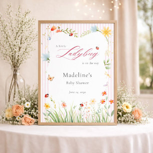 Poster Bem-vindo ao Chá de Bebê Florzinha Pequena Joaninh