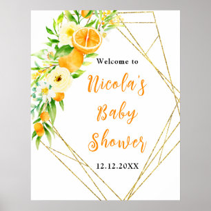 Poster Bem-vindo ao Chá de Bebê Laranja Citrus