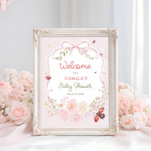 Poster Bem-vindo ao Chá de Bebê Little Love Bug Bloom