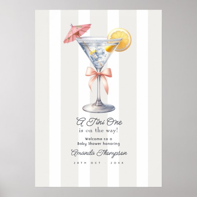 Poster Bem-vindo ao Chá de Bebê Martini: Um Tini a Caminh (Frente)