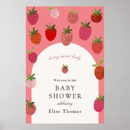 Poster Bem-vindo ao Chá de Bebê Morango Doce como Fruta