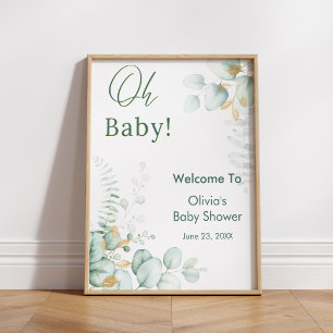 Poster Bem-vindo ao Chá de Bebê Oh Baby Eucalyptus Greene