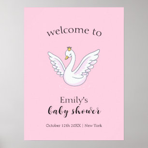 Poster Bem-vindo ao Chá de Bebê Princesa Cisne Fofa Cor-d