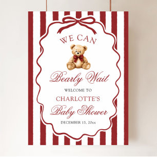 Poster Bem-vindo ao Chá de Bebê Urso de Pelúcia que Mal P
