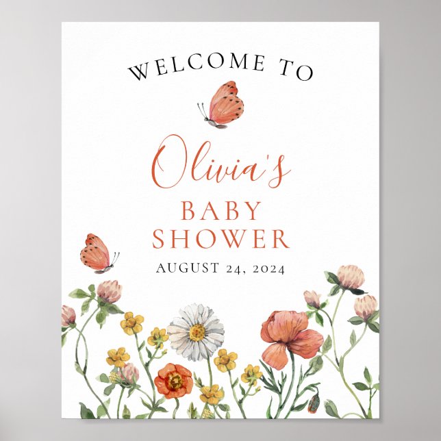 Poster Bem-vindo ao chá de bebê Wildflower Baby in Bloom (Frente)