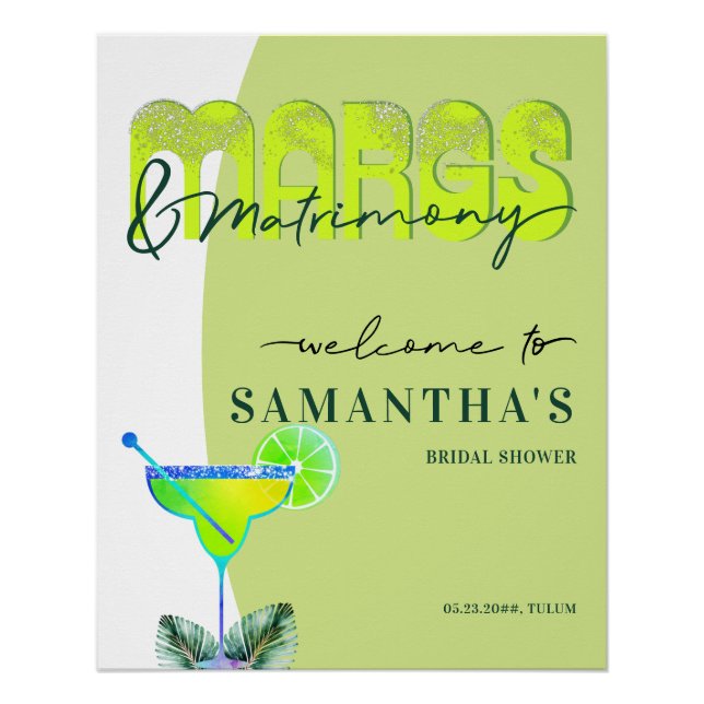 Póster Bem-vindo ao Chá de Noiva de Tequila Margs Matrimo (Frente)