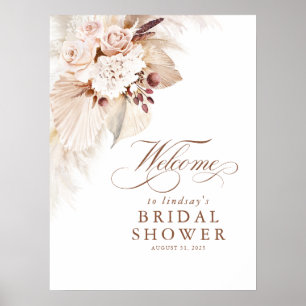 Poster Bem-vindo ao Chá de Noiva Floral Macio de Grama da