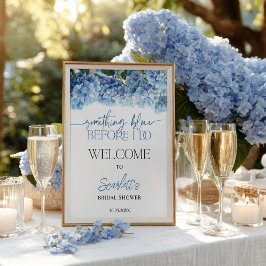 Poster Bem-vindo ao Chá de Noiva Hydrangea Azul