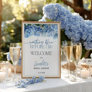Poster Bem-vindo ao Chá de Noiva Hydrangea Azul