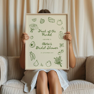 Poster Bem-vindo ao Chá de panela Verde fora do mercado