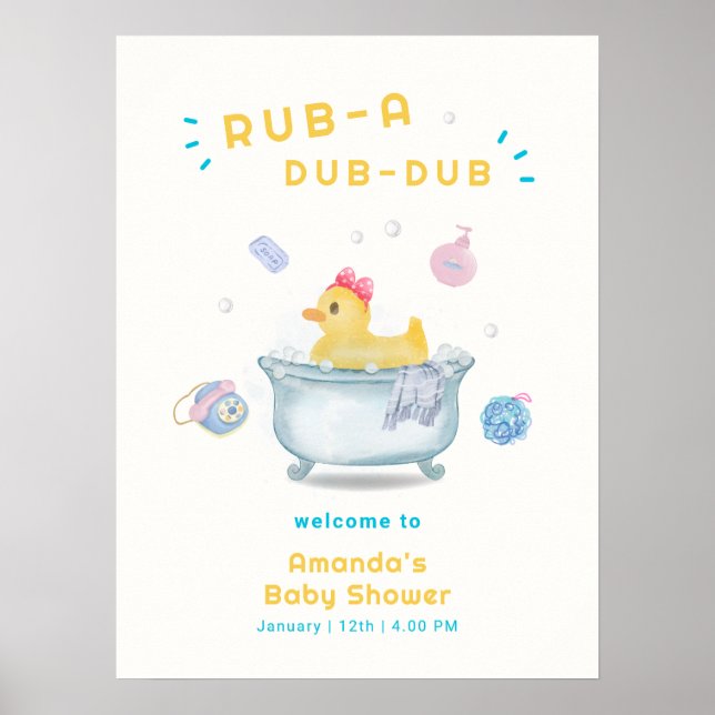 Poster Bem-vindo ao Chuveirinho do Pato Rub A Dub Dub Bab (Frente)
