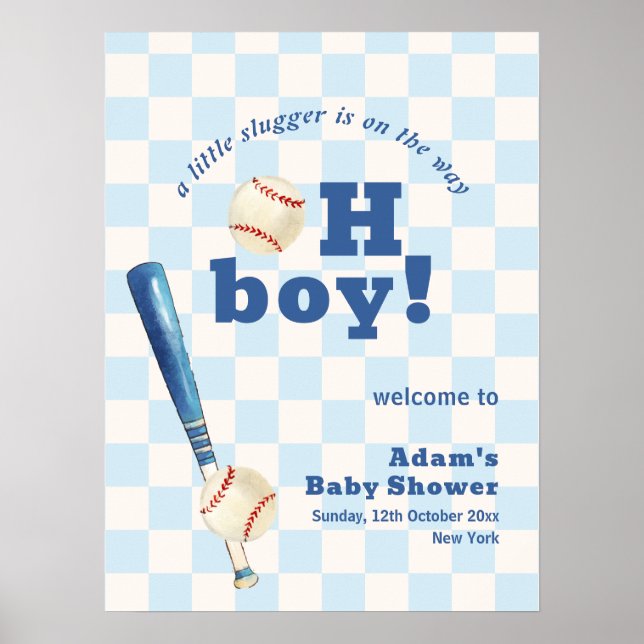 Poster Bem-vindo ao Chuveiro de Bebê do Slugger de Xadrez (Frente)