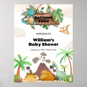 Poster Bem-vindo ao Chuveiro de Bebê Menino Vulcão Eclodi