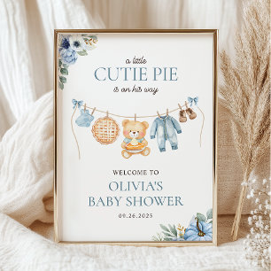 Poster Bem-vindo ao Cutie Pie Azul Fall Boy Baby Shower