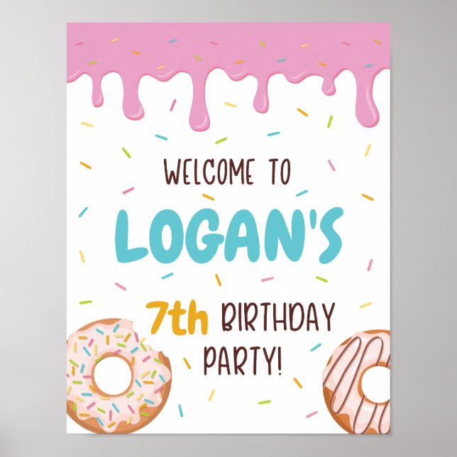 Poster Bem-vindo ao Donut de Aniversário com Confeitos Co (Frente)