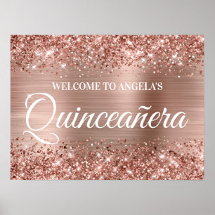 Poster Bem-vindo ao Glitter e Folha de Ouro Rosa Quincean