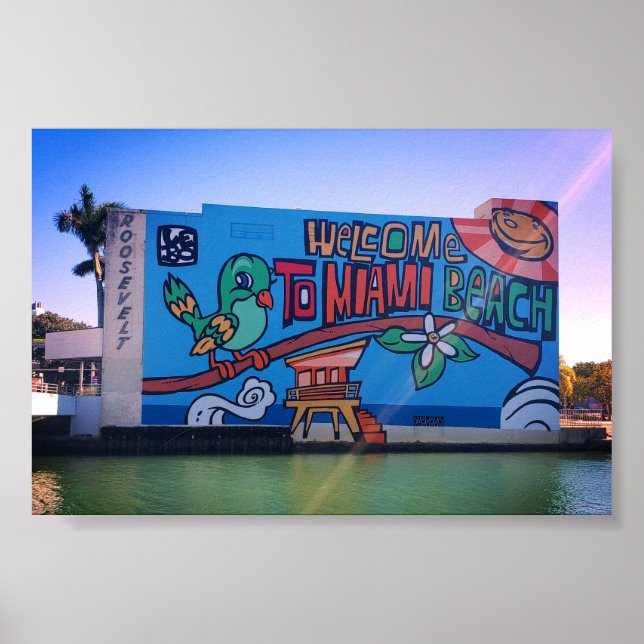 Poster Bem-vindo ao Grafite de Miami Beach na Flórida (Frente)