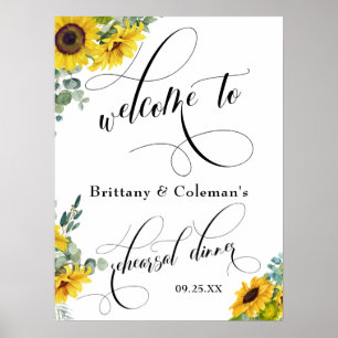 Poster Bem-vindo ao Jantar de Ensaios Aquarela Floral