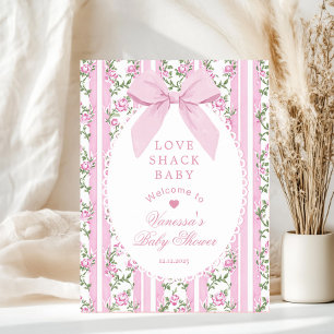 Poster Bem-vindo ao Love Shack Baby Coquette Bow Baby Sho