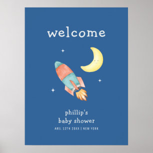 Poster Bem-vindo ao Menino Azul Acima da Lua Festa de Beb
