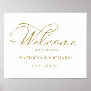 Poster Bem-vindo ao nosso casamento Sinal de Ouro Elegant