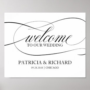 Poster Bem-vindo ao nosso casamento Sinal de texto preto