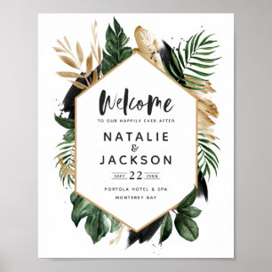 Poster Bem-vindo ao nosso casamento tropical