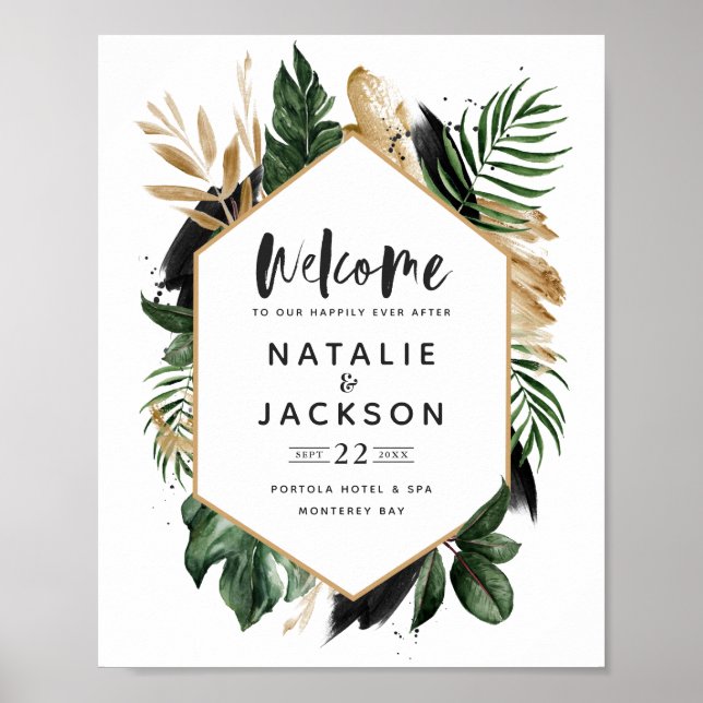 Poster Bem-vindo ao nosso casamento tropical (Frente)