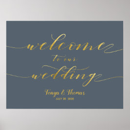 Poster Bem-vindo ao nosso Dourado Sinal de Caligrafia Swa