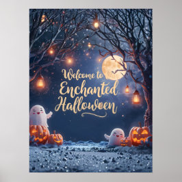 Poster Bem-vindo ao Nosso Halloween Encantado – Fantasma 