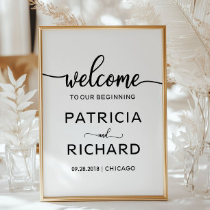 Poster Bem-vindo ao nosso início Chic Wedding Sign