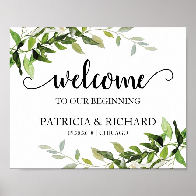 Poster Bem-vindo ao Nosso Início de Casamento com Elegant (Frente)