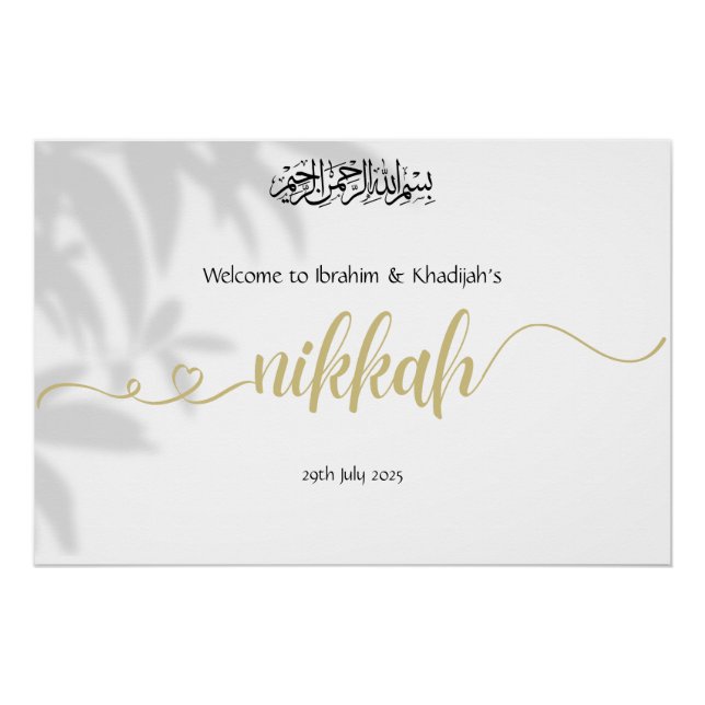 Póster Bem-vindo ao nosso Nikkah - Placa de Casamento Isl (Frente)