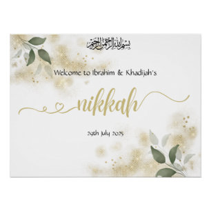 Póster Bem-vindo ao nosso Nikkah - Sinal de Casamento Isl