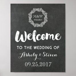 Poster Bem-vindo ao nosso Sinal de Casamento Chalkboard W