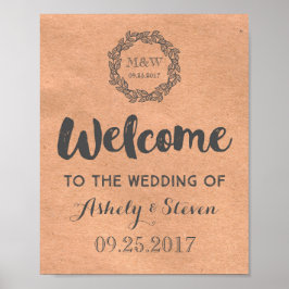 Póster Bem-vindo ao nosso Sinal de Casamento Kraft Paper 