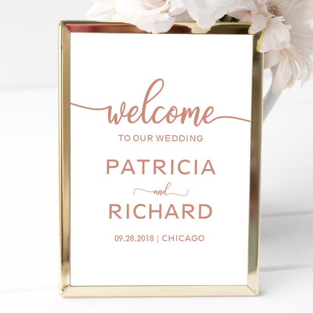 Poster Bem-vindo ao nosso sinal Rosa da Caligrafia de Cas (Criador carregado)