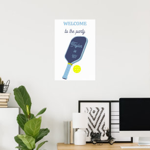 Poster Bem-vindo ao Paddle e Bola de Pickleball Party